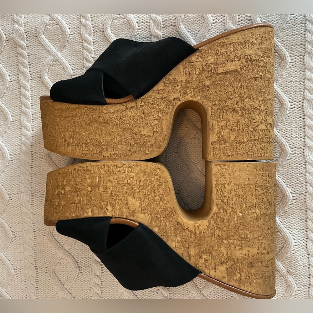 Steve Madden Black Saffron Suede Chunky Platform Sandal Various Sizes - Picture 8 of 15